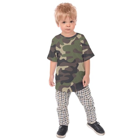 Texture Military Camouflage Repeats Seamless Army Green Hunting Kids  Raglan T-shirt by Bedest