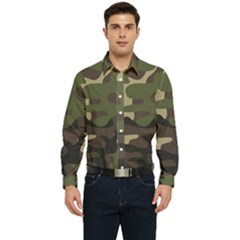 Texture Military Camouflage Repeats Seamless Army Green Hunting Men s Long Sleeve  Shirt by Bedest