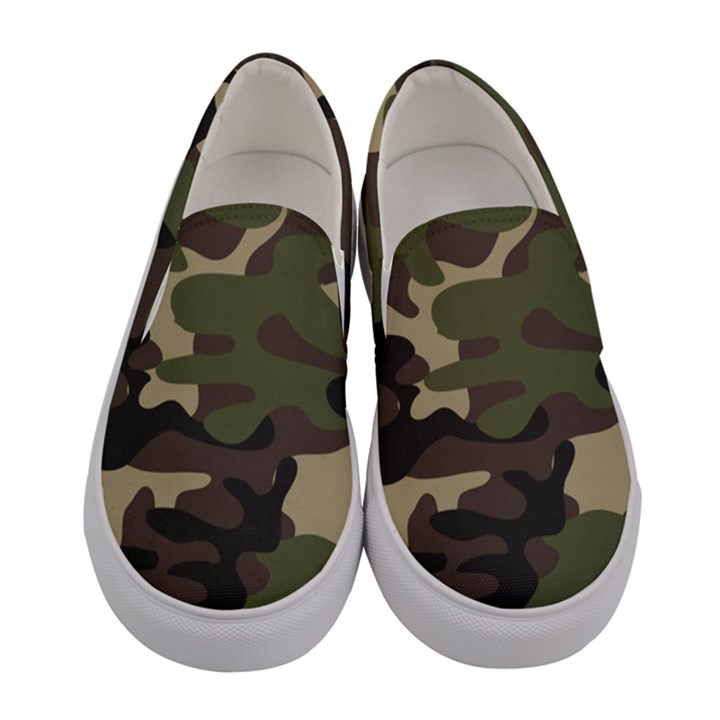 Texture Military Camouflage Repeats Seamless Army Green Hunting Women s Canvas Slip Ons