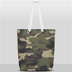 Texture Military Camouflage Repeats Seamless Army Green Hunting Full Print Rope Handle Tote (small) by Bedest