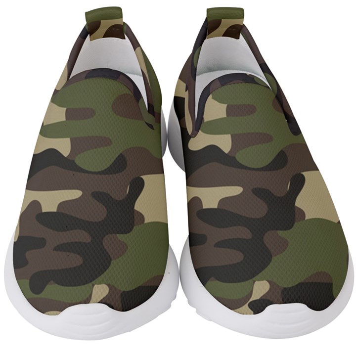 Texture Military Camouflage Repeats Seamless Army Green Hunting Kids  Slip On Sneakers