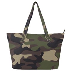 Texture Military Camouflage Repeats Seamless Army Green Hunting Full Print Shoulder Bag by Bedest