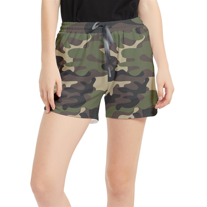 Texture Military Camouflage Repeats Seamless Army Green Hunting Women s Runner Shorts