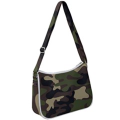 Texture Military Camouflage Repeats Seamless Army Green Hunting Zip Up Shoulder Bag by Bedest