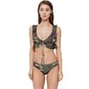 Texture Military Camouflage Repeats Seamless Army Green Hunting Low Cut Ruffle Edge Bikini Set View1