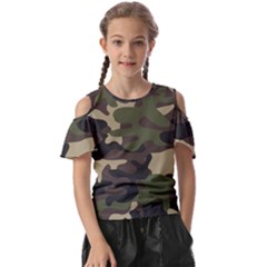 Texture Military Camouflage Repeats Seamless Army Green Hunting Kids  Butterfly Cutout T-shirt by Bedest