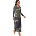 Texture Military Camouflage Repeats Seamless Army Green Hunting Long Sleeve Longline Maxi Dress View3