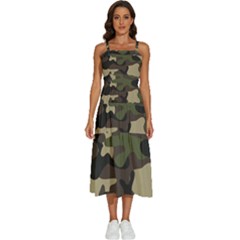 Texture Military Camouflage Repeats Seamless Army Green Hunting Sleeveless Shoulder Straps Boho Dress by Bedest