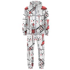 Cute Cat Chef Cooking Seamless Pattern Cartoon Hooded Jumpsuit (men) by Bedest