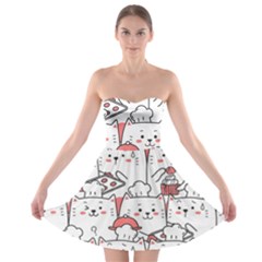 Cute Cat Chef Cooking Seamless Pattern Cartoon Strapless Bra Top Dress by Bedest