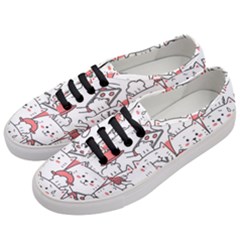 Cute Cat Chef Cooking Seamless Pattern Cartoon Women s Classic Low Top Sneakers by Bedest