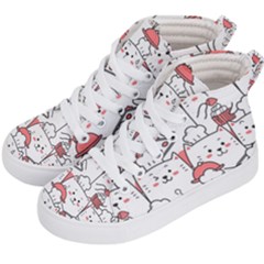 Cute Cat Chef Cooking Seamless Pattern Cartoon Kids  Hi-top Skate Sneakers by Bedest