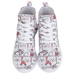 Cute Cat Chef Cooking Seamless Pattern Cartoon Women s Lightweight High Top Sneakers by Bedest