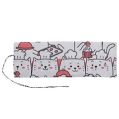 Cute Cat Chef Cooking Seamless Pattern Cartoon Roll Up Canvas Pencil Holder (m) by Bedest