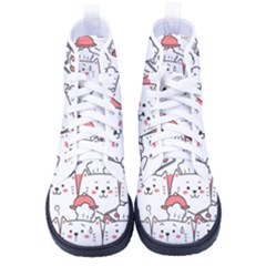 Cute Cat Chef Cooking Seamless Pattern Cartoon Men s High-top Canvas Sneakers by Bedest