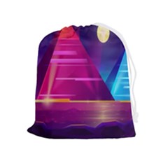 Egyptian Pyramids Night Landscape Cartoon Art Drawstring Pouch (xl) by Bedest