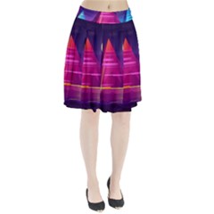 Egyptian Pyramids Night Landscape Cartoon Art Pleated Skirt by Bedest