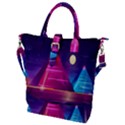 Egyptian Pyramids Night Landscape Cartoon Art Buckle Top Tote Bag View1