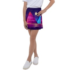 Egyptian Pyramids Night Landscape Cartoon Art Kids  Tennis Skirt by Bedest