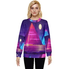 Egyptian Pyramids Night Landscape Cartoon Art Hidden Pocket Sweatshirt by Bedest