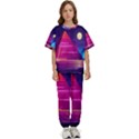 Egyptian Pyramids Night Landscape Cartoon Art Kids  T-Shirt and Pants Sports Set View1