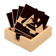 Egyptian Pyramids Night Landscape Cartoon Art Bamboo Coaster Set by Bedest