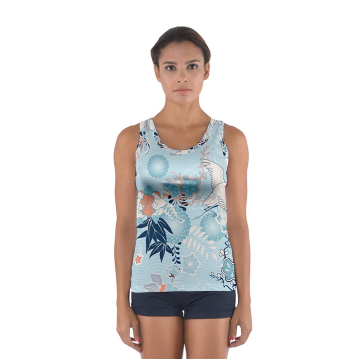 Crane Pattern Bird Animal Nature Sport Tank Top 