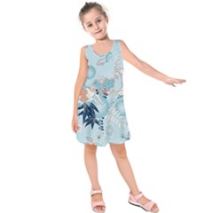 Crane Pattern Bird Animal Nature Kids  Sleeveless Dress by Bedest