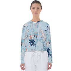 Crane Pattern Bird Animal Nature Women s Slouchy Sweat by Bedest