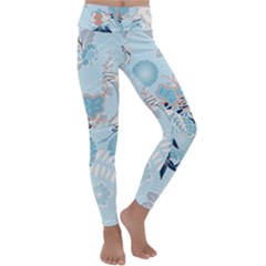 Crane Pattern Bird Animal Nature Kids  Lightweight Velour Classic Yoga Leggings by Bedest