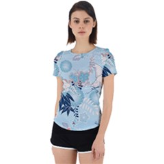 Crane Pattern Bird Animal Nature Back Cut Out Sport T-shirt by Bedest