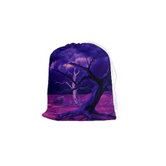 Forest Night Sky Clouds Mystical Drawstring Pouch (small) by Bedest