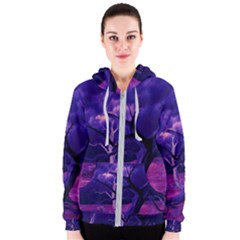 Forest Night Sky Clouds Mystical Women s Zipper Hoodie