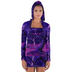 Forest Night Sky Clouds Mystical Long Sleeve Hooded T-shirt by Bedest