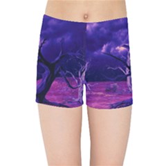 Forest Night Sky Clouds Mystical Kids  Sports Shorts by Bedest