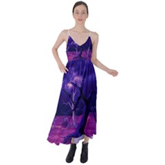 Forest Night Sky Clouds Mystical Tie Back Maxi Dress by Bedest