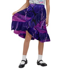 Forest Night Sky Clouds Mystical Kids  Ruffle Flared Wrap Midi Skirt by Bedest