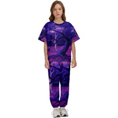 Forest Night Sky Clouds Mystical Kids  T-shirt And Pants Sports Set by Bedest