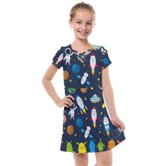 Big Set Cute Astronauts Space Planets Stars Aliens Rockets Ufo Constellations Satellite Moon Rover V Kids  Cross Web Dress by Bedest