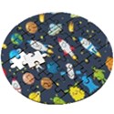 Big Set Cute Astronauts Space Planets Stars Aliens Rockets Ufo Constellations Satellite Moon Rover V Wooden Puzzle Round View3