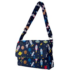 Big Set Cute Astronauts Space Planets Stars Aliens Rockets Ufo Constellations Satellite Moon Rover V Full Print Messenger Bag (l) by Bedest