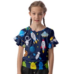 Big Set Cute Astronauts Space Planets Stars Aliens Rockets Ufo Constellations Satellite Moon Rover V Kids  Cut Out Flutter Sleeves by Bedest