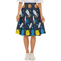 Big Set Cute Astronauts Space Planets Stars Aliens Rockets Ufo Constellations Satellite Moon Rover V Classic Short Skirt by Bedest