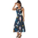 Big Set Cute Astronauts Space Planets Stars Aliens Rockets Ufo Constellations Satellite Moon Rover V Tie-Strap Tiered Midi Chiffon Dress View2