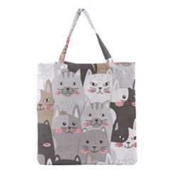 Cute Cats Seamless Pattern Grocery Tote Bag by Bedest