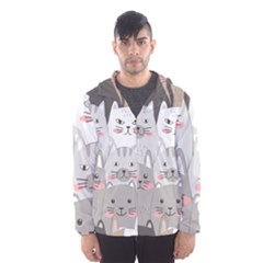 Cute Cats Seamless Pattern Men s Hooded Windbreaker by Bedest