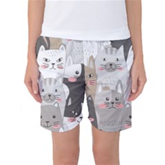 Cute Cats Seamless Pattern Women s Basketball Shorts by Bedest