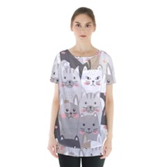 Cute Cats Seamless Pattern Skirt Hem Sports Top