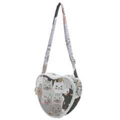 Cute Cats Seamless Pattern Heart Shoulder Bag