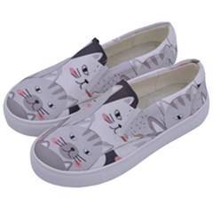 Cute Cats Seamless Pattern Kids  Canvas Slip Ons by Bedest